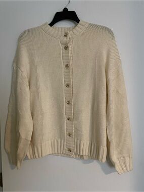 PrettyGardenCozy Cream Button-Front Cardigan Sweater - Women